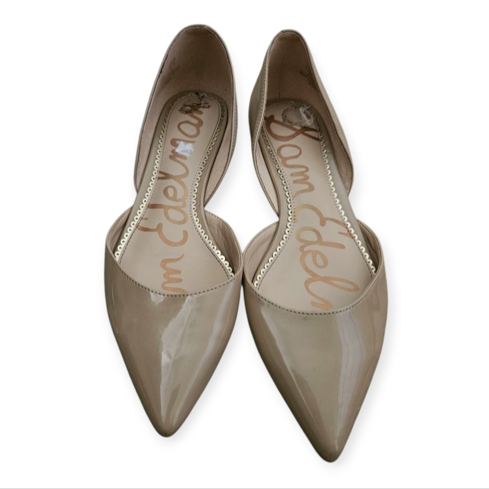 Sam Edelman Nude Patent Leather Pointed Toe D'Orsay Flats